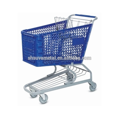 Carrello di plastica caldo di acquisto del canestro di ipermercato pp di vendita con le ruote