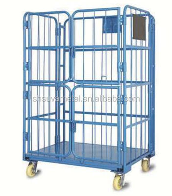 Carrello logistico del carretto di stoccaggio, contenitore della gabbia del rotolo con 4 porte/gabbia di rotolamento del contenitore